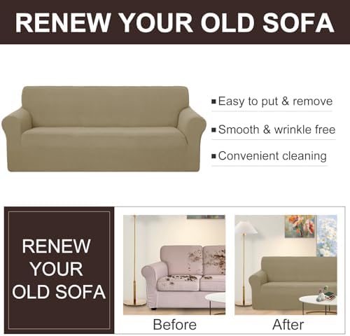 U-NICE HOME Loveseat Cover Stretch Couch Cover Sofa Slipcover, Sand - Image 4