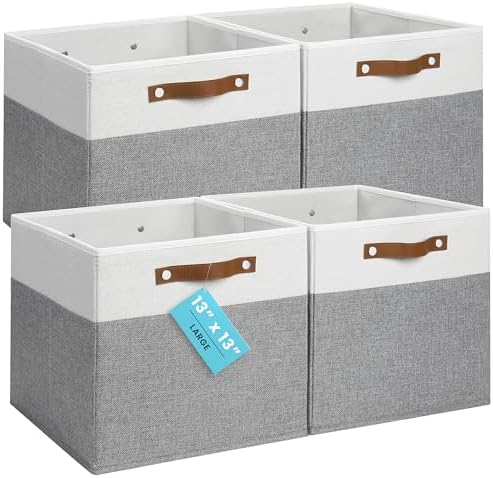 OrganiHaus 13x13 Cube Storage Bins, Set of 4 - Fabric Storage Cubes by OrganiHaus