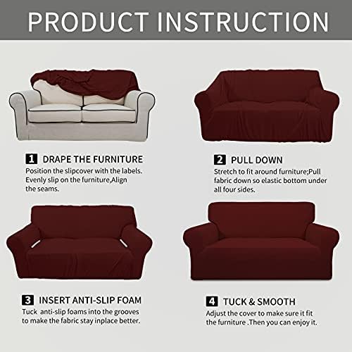 Easy-Going Stretch Chair Slipcover with Arm Washable Wine - Image 6