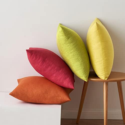 MIULEE Pack of 4 Decorative Outdoor Throw Pillow Covers Linen Waterproof Pillow Covers Summer Farmhouse Cushion Cases for Patio Garden Tent Balcony Couch Sofa 18x18 Inch Red/Green - Image 6