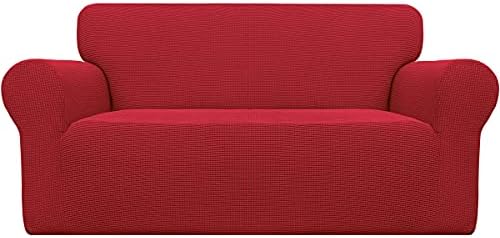 Easy-Going Stretch Oversized Loveseat Couch Covers Washable Christmas Red by Easy-Going