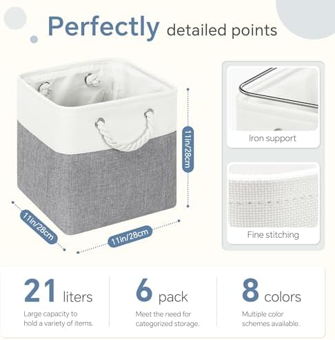 FinishingBo 11 inch Cube Storage Bin with Handles 6 Pack - Image 5