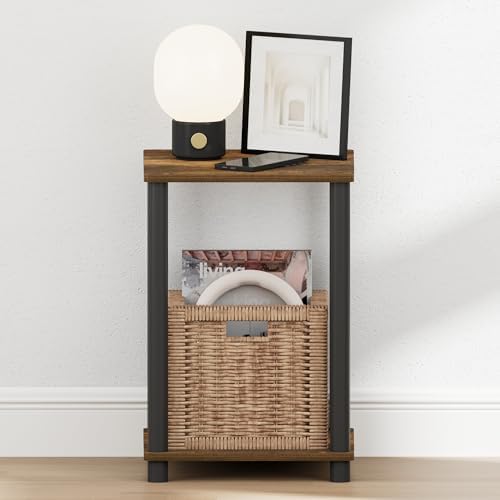 Furinno Turn-N-Tube Toolless 2-Tier Open Shelf Night Stand, Amber Pine - Image 5