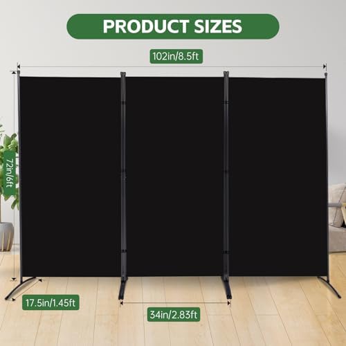 3 Panel Folding Room Divider, Sturdy Frame Freestanding Wall Divider - Image 4