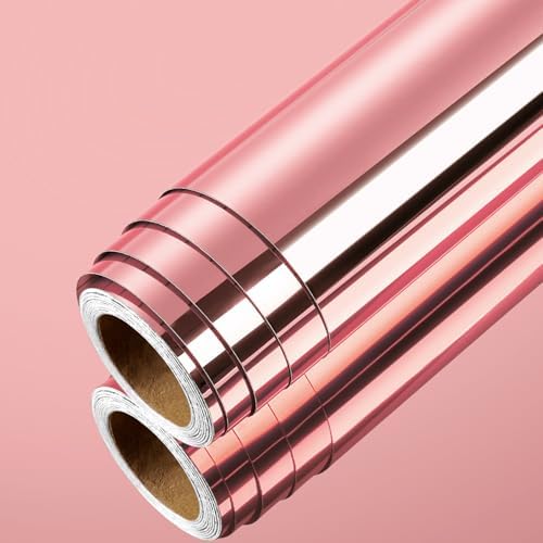 LaCheery Peel and Stick Mirror Sticker Roll 15.8"x276" Rose Gold Reflective Mirror Paper Self Adhesive Mirror Stickers for Crafts Non Glass Mirror Vinyl Sheet Box Wrap Cricut Words Letters Wall Decals by LaCheery