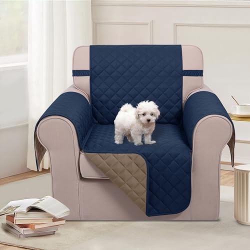 U-NICE HOME Reversible Recliner Chair Covers, Navy/Taupe - Image 2