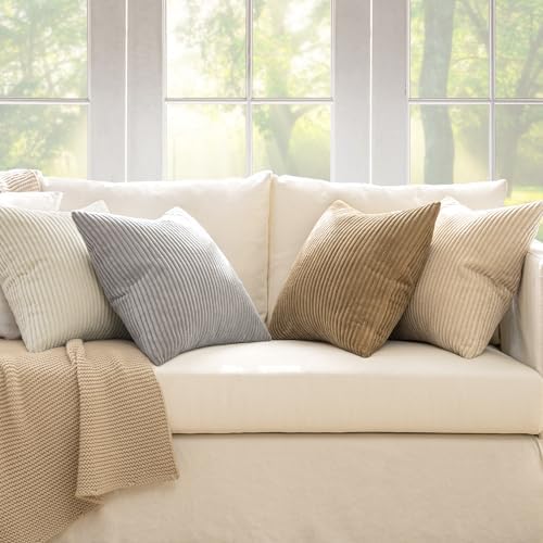 MIULEE Soft Corduroy Decorative Throw Pillow Covers Neutral 18x18 - Image 5