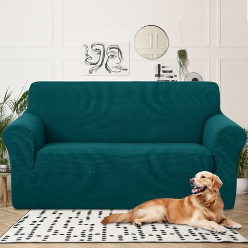 U-NICE HOME Oversized Stretch Loveseat Couch Cover, Blue - Image 2