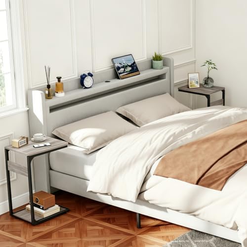 Wood Pedestal TV Trays Set of 2, Couch End Tables, Sliding Stands ET-YB-GY2 - Image 5