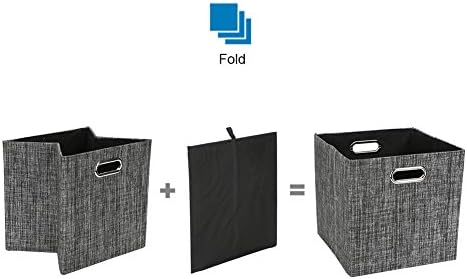 Posprica Collapsible Storage Cubes,11×11 Heavy Duty Fabric Stroage Basket Bins, 4pcs,Black - Image 3
