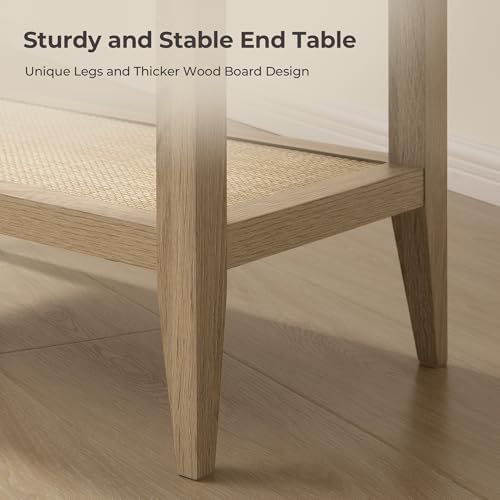 SICOTAS Rattan End Table Nightstand Set of 2, Side Table with Storage - Image 5
