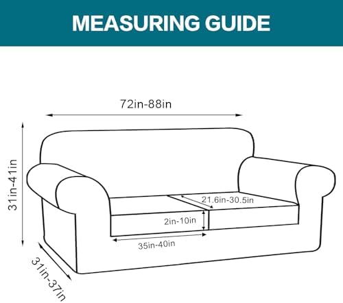 Turquoize 3 Piece Sofa Covers for 2 Cushion Couch Sofa Slipcover Soft Couch Cover for Dogs-Washable Sofa Furniture Covers with 2 Individual Cushion Covers, Feature Fabric (2 Cushion Sofa, Rust) - Image 2