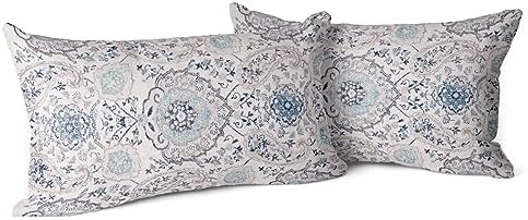 Snycler Boho Throw Pillow Covers 12x20 inch Set of 2 Terracotta Rust Blue Colored Throw Pillows Double Sided Boho Home Soft Decor for Bedroom Living Room Couch & Sofa (No Inserts) by Snycler