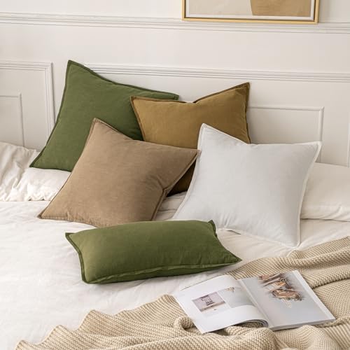 MIULEE Decorative Linen Pillow Covers 20x20 Inch Khaki - Image 5