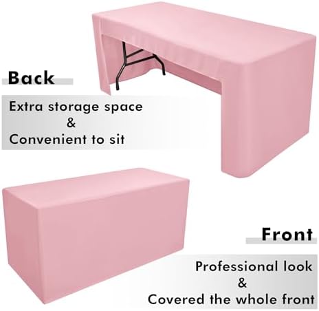 Nasitos 2 Pack 8 Foot Tablecloth Fitted Pink Trade Show Table Covers-Open Back Tablecloth Washable Fabric Table Cloth for Parties, Craft Show, Baby Shower, Events, Vendor Booth - Image 4