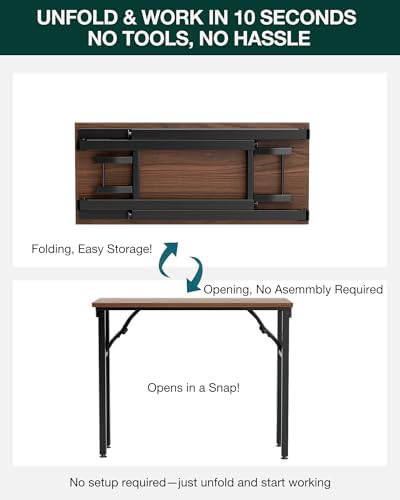 Frylr Small Folding Computer Desk – Portable 35.8 Inch Foldable Laptop Table, No-Assembly, Collapsible and Compact for Easy Storage, Lightweight for Small Spaces, Craft and Study Use, Dark Walnut - Image 4