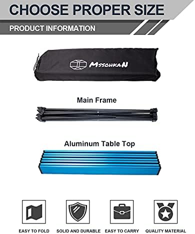 MSSOHKAN Camping Table Folding Portable Camp Side Table Aluminum Lightweight Carry Bag Beach Outdoor Hiking Picnics BBQ Cooking Dining Kitchen Blue Small - Image 5