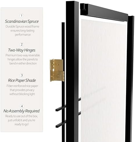 3 ft. Short Double Cross Shoji Screen - Black - 3 Panels - Image 4