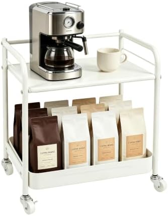 2 Tier Rolling Cart with Wheels, Under Desk Cart with Table Top by Ufriandz
