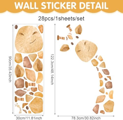 Large Giraffe Wall Decal, Cute Giraffe Wall Stickers, DIY Safari Animal Wall Decor for Nursery Baby Bedroom Kindergarten - Image 2