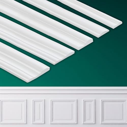 Coengwui Peel and Stick Wall Molding, Chair Rail Wainscoting Panel, Finish Trim for Home Decoration (Paintable White, 19.6ft x 1.6in) by Coengwui