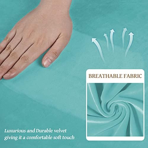 WEERRW 4 Pieces Couch Cover for Sofa Velvet Sofa Covers Washable, Aqua - Image 4
