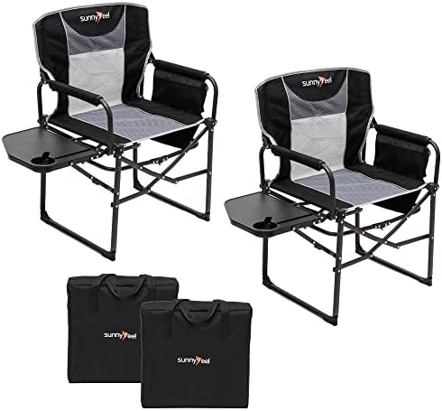 SUNNYFEEL Oversized Camping Chair Portable Directors Chairs with Side Table by SunnyFeelCamping