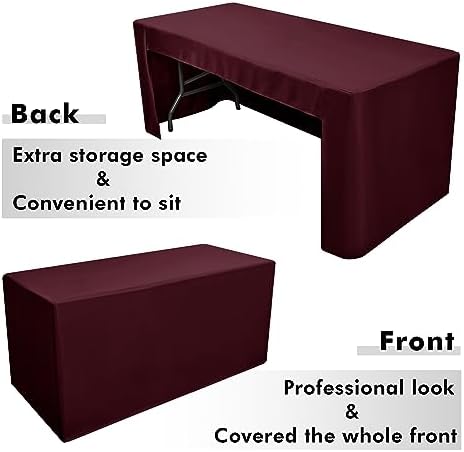 Nasitos 2 Pack 6' Fitted Tablecloth Burgundy Trade Show Table Cloth-Open Back Valentines Tablecloth Washable and Wrinkle Resistant Rectangular Trade Show Table Cover for Parties, Banquet, Baby Shower - Image 4