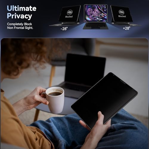 Privacy Screen Protector for iPad Air 5th&Air 4th (10.9 In)/ iPad Pro 11 (2022/21/20/18), Anti Glare Blue Light Spy Filter Private, High Sensitive Bubble-Free Easy Install Black Security Screen Shield - Image 2