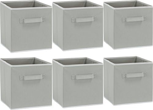 Simple Houseware 11-Inch Foldable Cube Storage Bins, Gray, 6-Pack - Image 2