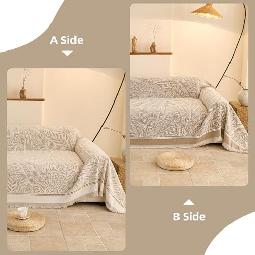 Couch Covers for Sofa, Sofa Covers Washable, Sectional Couch Covers, Sofa Covers for 2 Cushion Couch, Non Slip Stripe Sofa Slipcovers Furniture Protector (Khaki, 71x118) - Image 6
