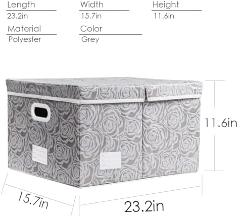PRANDOM Jumbo Collapsible Storage Boxes with Lids Fabric Decorative Storage Bins Cubes Organizer Baskets with Cover Handles Divider for Bedroom Closet Living Room 23.2x15.7x11.8 Inch 3 Pack - Image 4