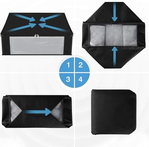 HomeHacks 8-Pack Clothes Organizer Storage Bags, 35L Storage Bins, Black - Image 7