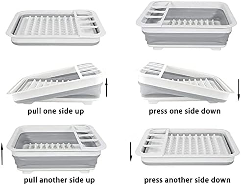 Dish Drying Rack Collapsible Dish Drying Rack Portable Dinnerware Drainer Organizer for Kitchen RV Campers Travel Trailers Space Saving Kitchen Storage Rack Tray Camper Must Haves - Image 5