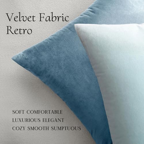 MIULEE 26x26 Inch Pack of 2 Euro Velvet Throw Pillow Covers Blue Gray - Image 4