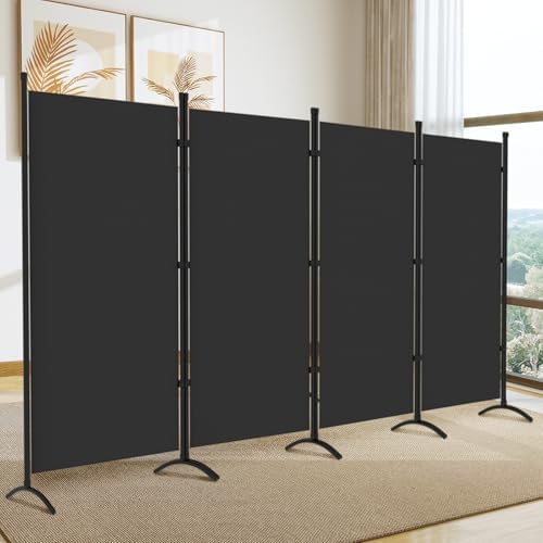 Room Divider, 6FT Tall Folding Partition Room Dividers 4 Panel, Portable and Freestanding Room Divider Screen Wall Divider for Home and Office, Grey - Image 2