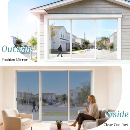Haton One Way Window Tint for Home with Tools, Silver 35.4" x 78.7" - Image 2