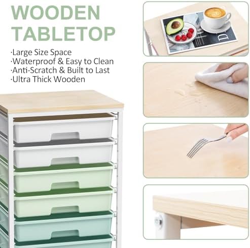 SYKIARIOL Rolling Cart with Drawers,Craft Organizers and Storage, Green - Image 4