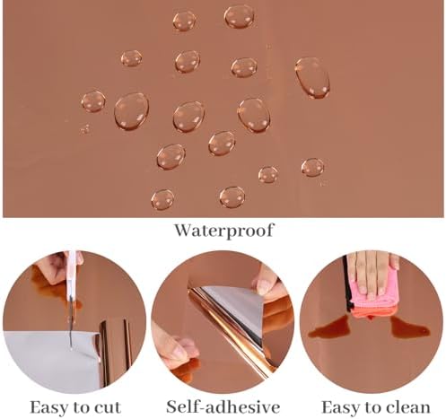 VaryPaper 15.7"x78.7" Champagne Gold Mirror Wallpaper Peel and Stick Mirror Contact Paper for Cabinets Self Adhesive Appliance Refrigerator Vinyl Wrap Flexible Mirrored Wall Stickers for Home Decor - Image 5