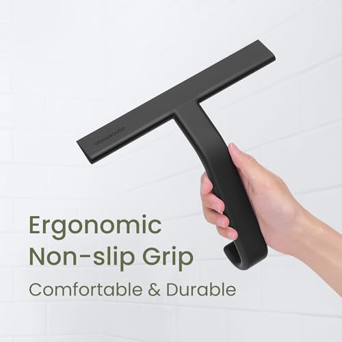 dancemoon JustHang Shower Squeegee with Built-in Hook, 10-Inch Black - Image 5