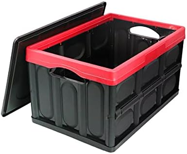 GUOZI 30 Liter Collapsible Storage Bin with Lid, Durable Plastic Folding Storage Crate, Stackable Storage Box Organizer Container for Keepsake Toy Photos Office Nursery Wardrobe Bookshelf etc. by GUOZI