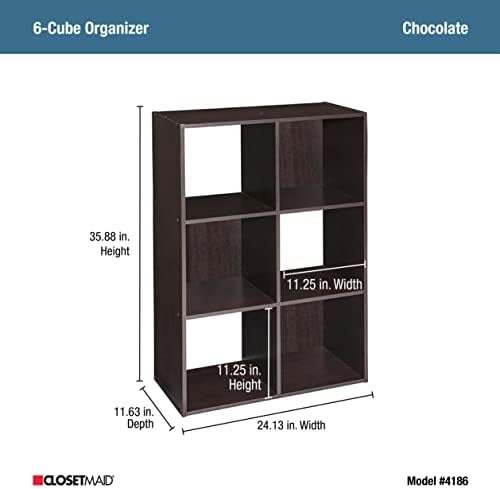 ClosetMaid Cubeicals 6 Cube Storage Shelf Organizer Bookshelf, Stackable, Vertical or Horizontal, Easy Assembly, Wood, Chocolate Finish - Image 3