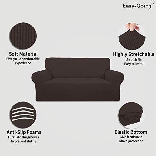 Easy-Going Stretch Oversized Loveseat Couch Covers Washable Chocolate - Image 3