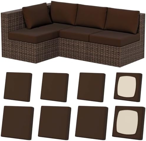 8Pcs Outdoor Cushion Covers, Stretch Patio Furniture Couch Chair Slipcovers by VORSHAPE