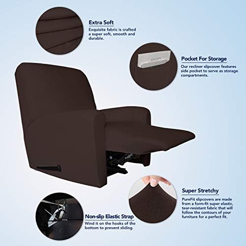 PureFit Stretc Recliner Chair Covers Fleece Soft Couch Covers for Sofa - Image 3