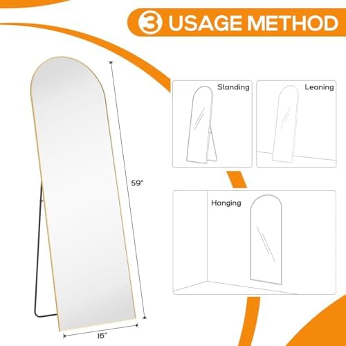 16"x59" Arched Mirror Full Length, Upgraded Body Wall Mirrors - Image 2