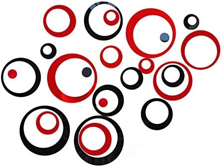 48Pcs Acrylic Mirror Wall Decals, DIY Wall Sticker Modern Art Wall Decor for Bedroom Bathroom Home Living Room Decoration Black and Red by AQRICHFOX