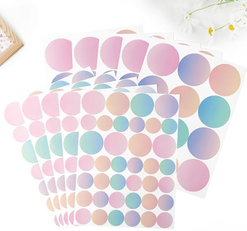 250 PCS Removable Boho Aesthetic Gradient Polka Dot Vinyl Wall Decals | 10 sheets peel & stick waterproof circle stickers for modern bedroom, living Room, office & playroom decor (1.2–2.6 in) - Image 3