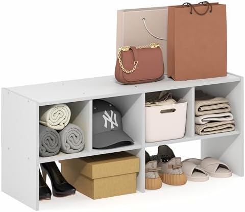 Furinno FANO Closet Organizers and Storage, 6-Cube Multipurpose Top Shelf Closet Shelf, Stackable Closet Organization Shelves, 11.7 x 36 x 15.4, for Bedroom, Closet, Laundry Room, White by Furinno-FitsYourSpaceFitsYourBudget