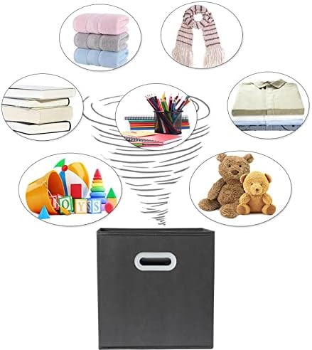 Fabric Cloth Storage Bins,Fabric Cube Organizer with Dual Handles Foldable Cube Storage Baskets for Home Bedroom Storage,Set of 3, Gray - Image 3